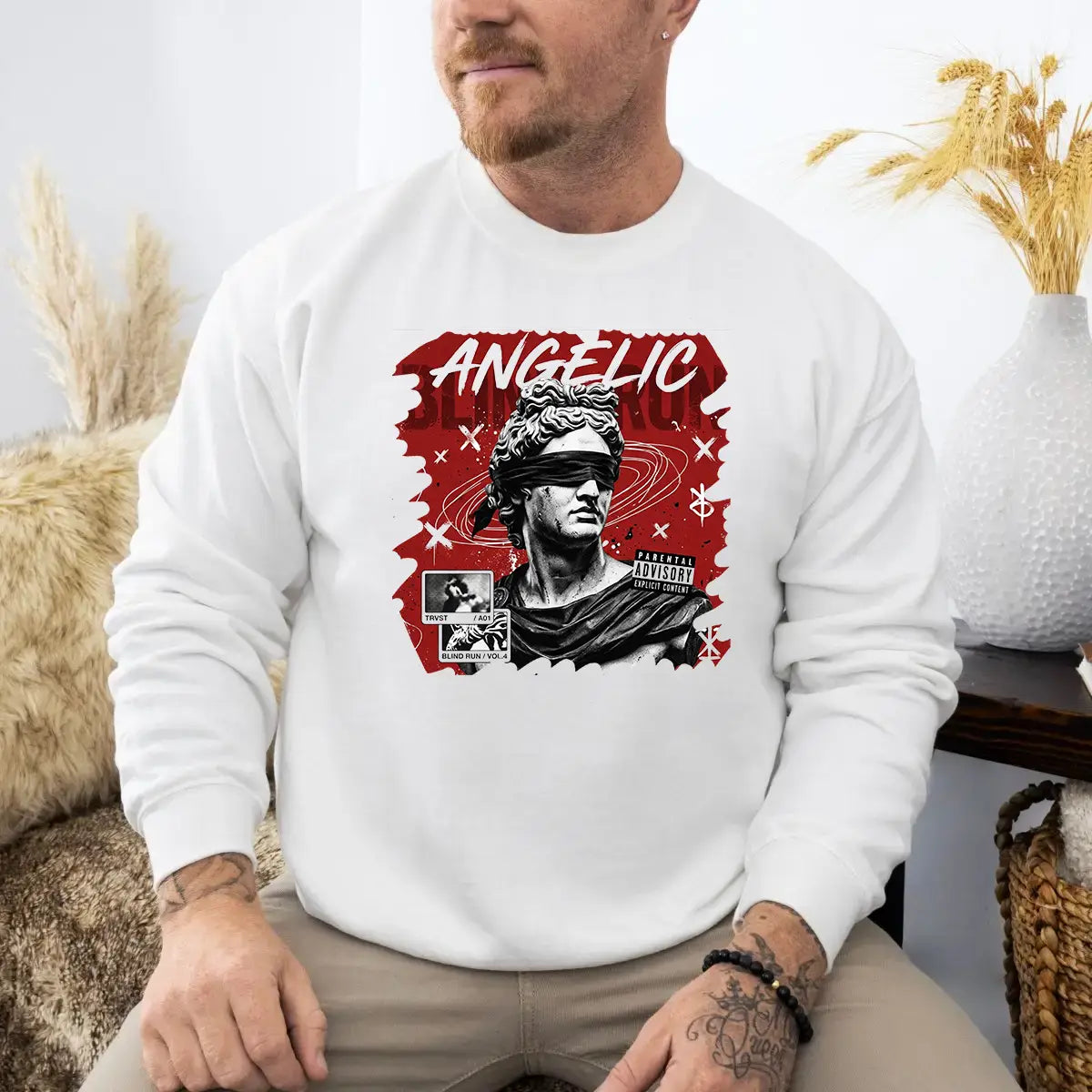 Hanorac barbatesc regular fit cu imprimeu ANGELIC