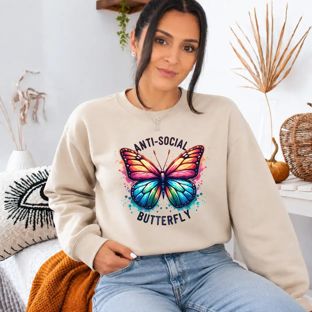 Bluza dama oversize cu fluturi ANTI SOCIAL