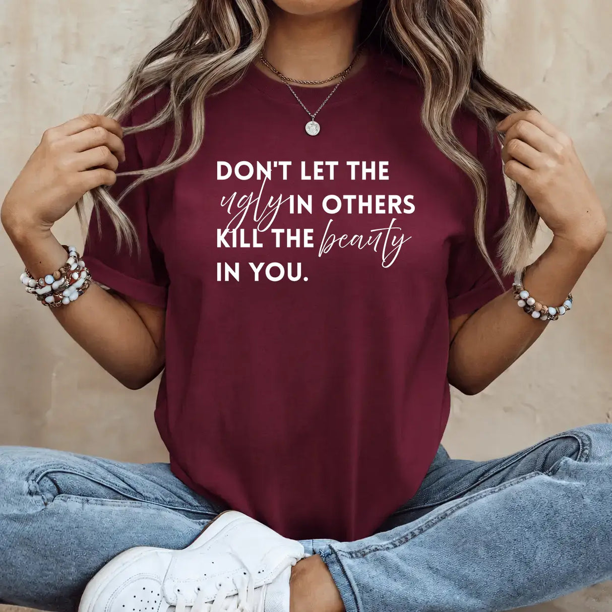 Tricou de dama oversize din bumbac 100% cu imprimeu BEAUTY IN YOU