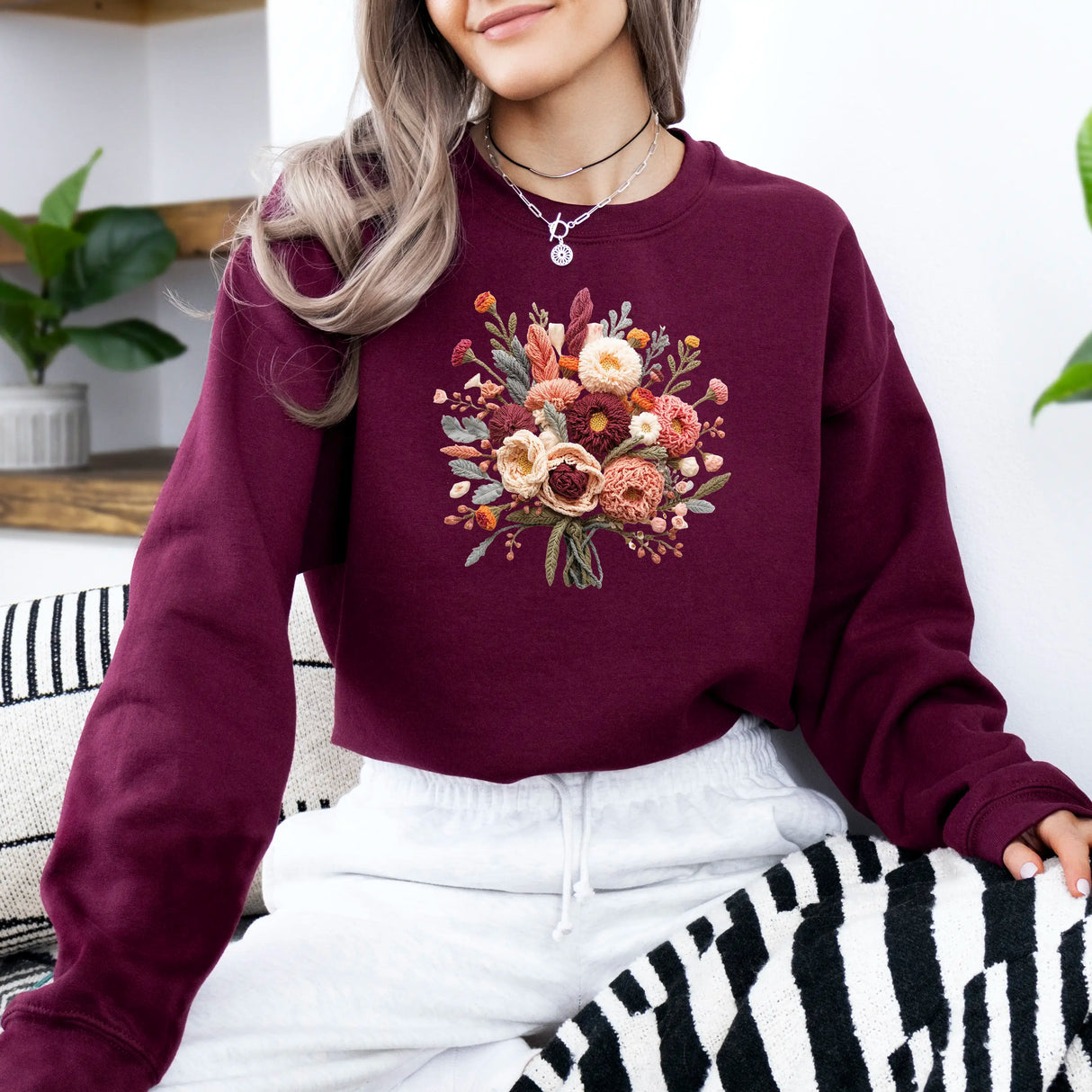 Hanorac de dama oversize cu imprimeu floral BOUQUET