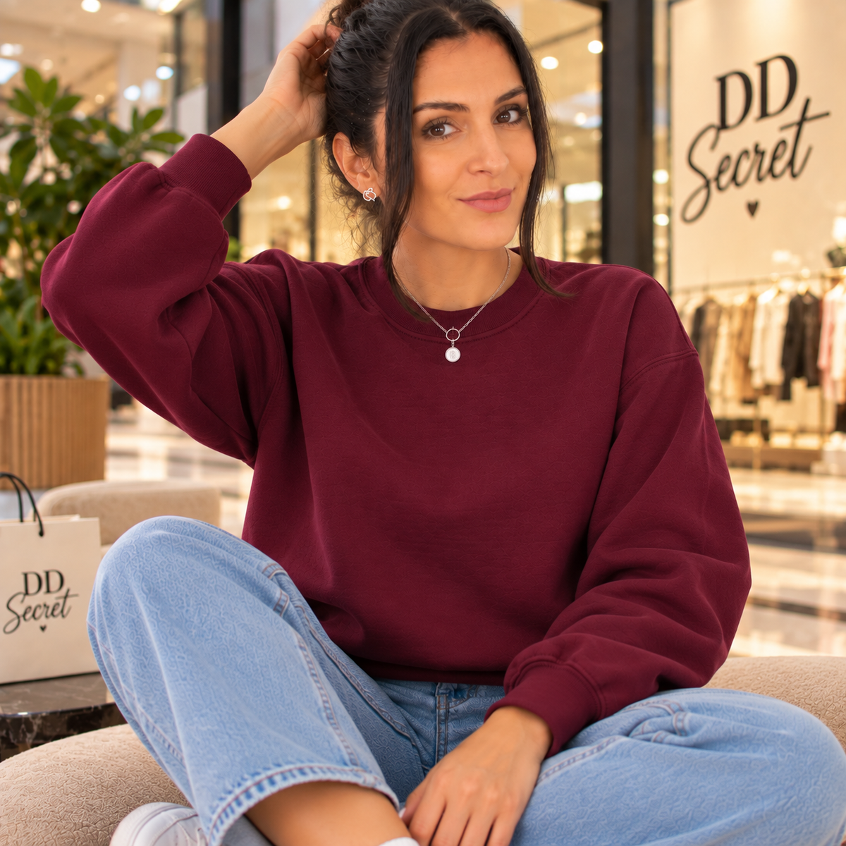 Bluza dama oversize simplu burgundy