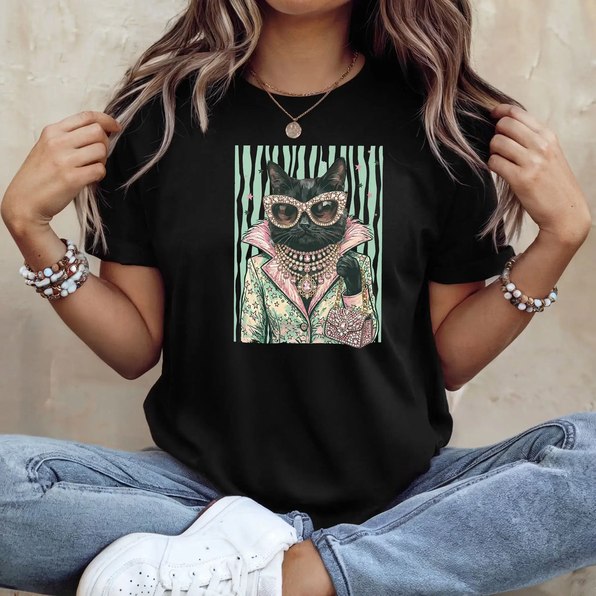 Tricou dama oversize din bumbac 100% cu pisica CAT