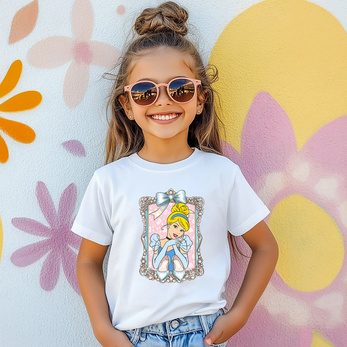 Tricou fete din bumbac 100% cu imprimeu CINDERELLA