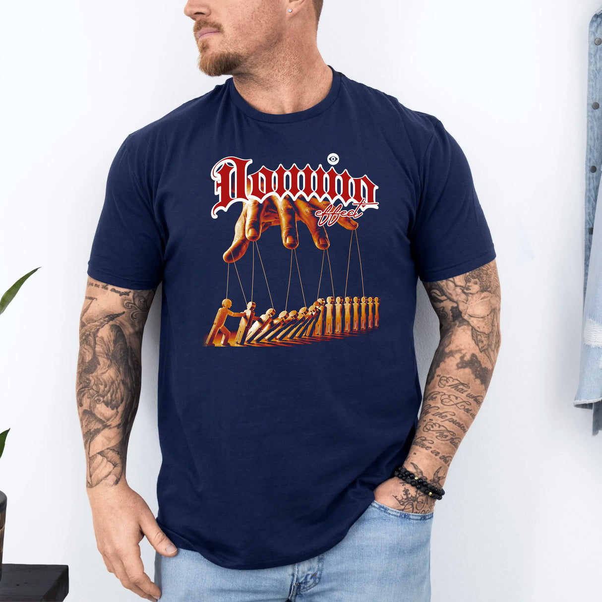 Tricou barbati din bumbac 100% cu imprimeu DOMINO