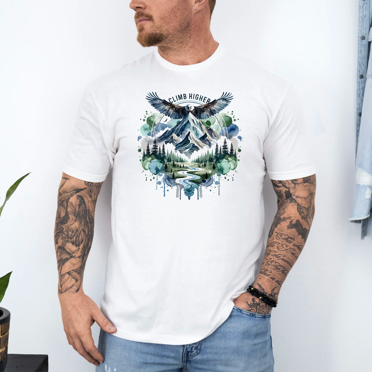 Tricou barbatesc din bumbac 100% cu imprimeu EAGLE