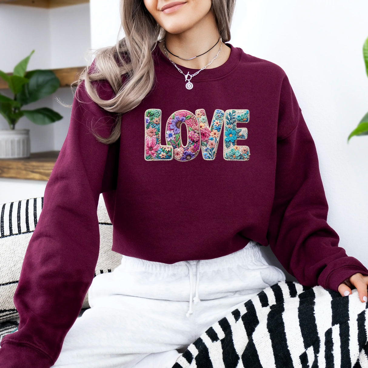 Hanorac de dama oversize cu imprimeu FLORAL LOVE