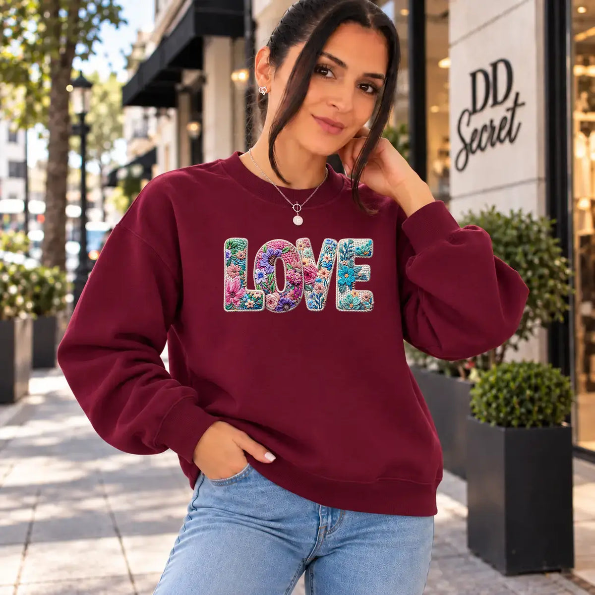 Bluza de dama oversize cu imprimeu FLORAL LOVE