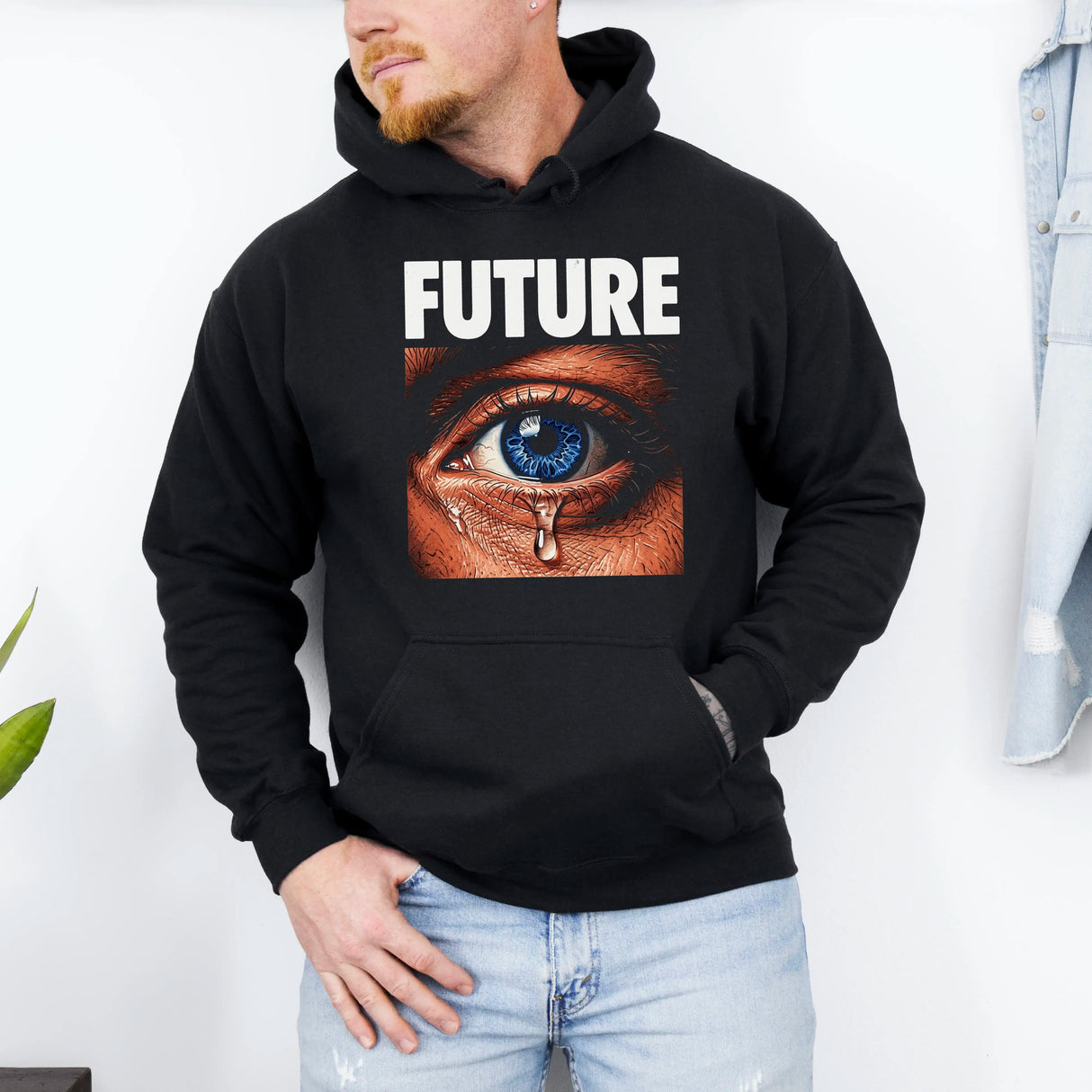 Hanorac cu gluga barbatesc regular fit cu imprimeu FUTURE