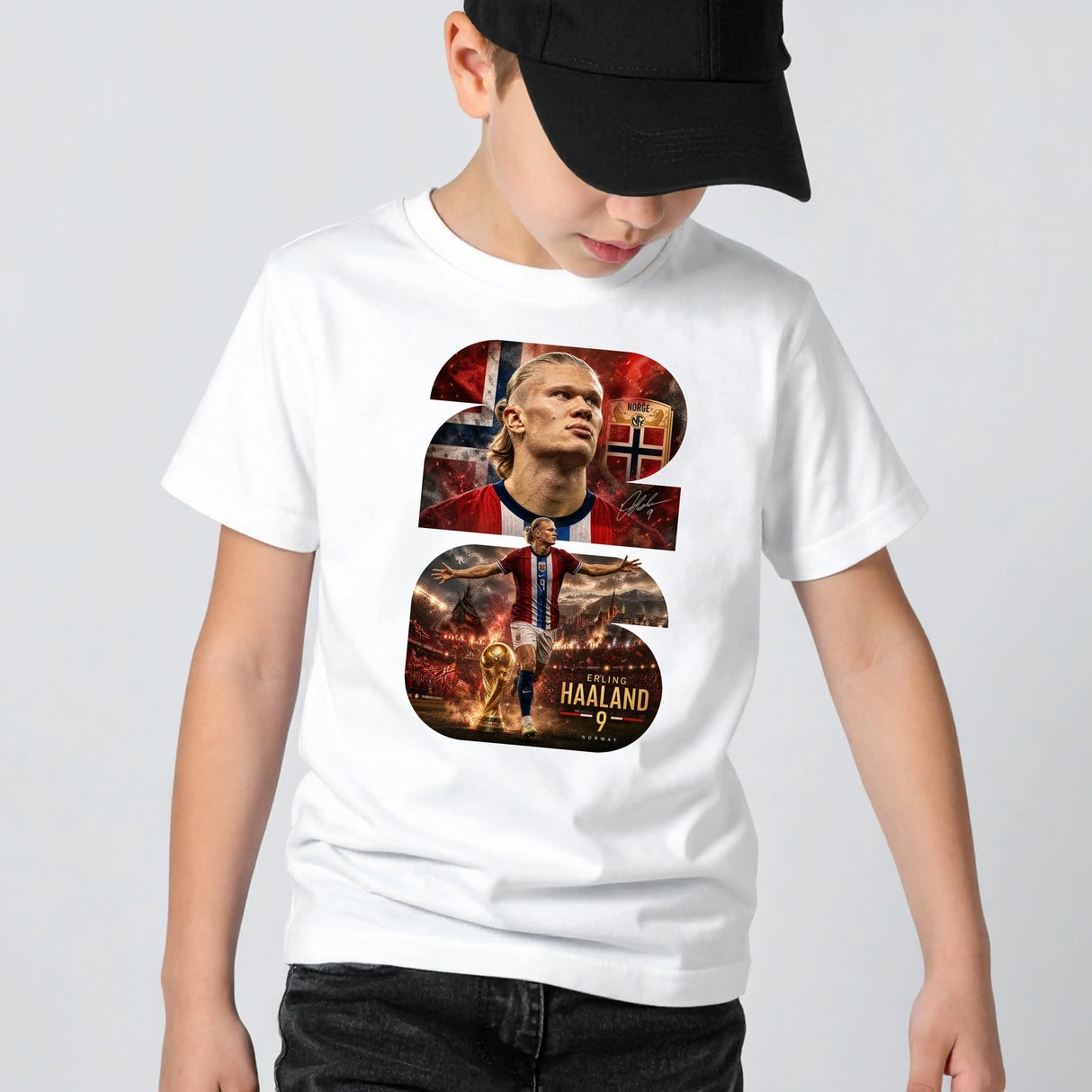 Tricou baieti din bumbac 100% cu imprimeu HAALAND