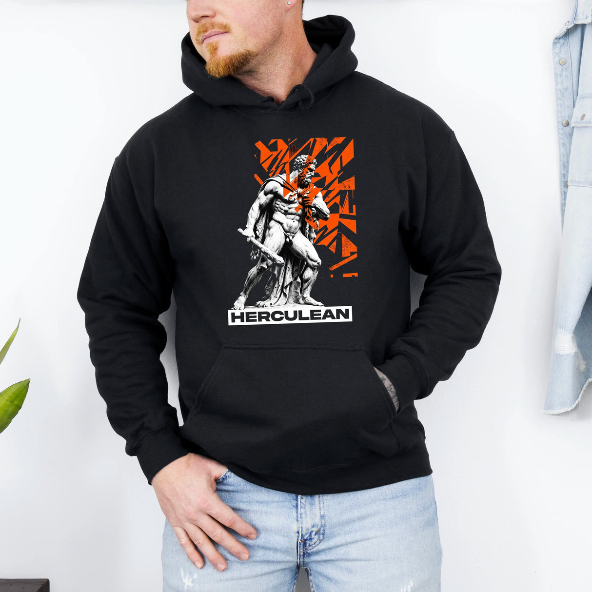 Hanorac cu gluga barbatesc regular fit cu imprimeu HERCULEAN