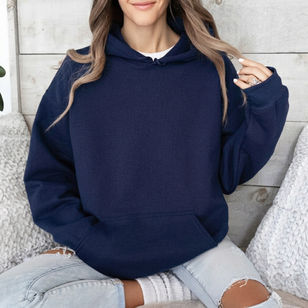 Hanorac cu gluga dama oversize simplu bleumarin