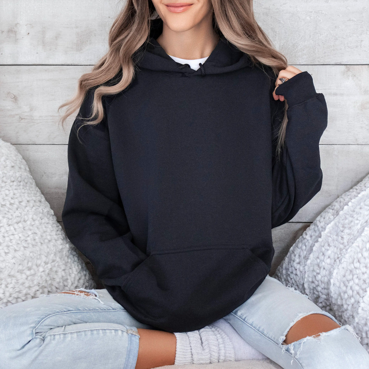 Hanorac cu gluga dama oversize simplu negru
