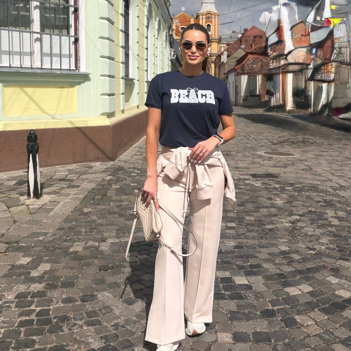 Tricou de dama oversize din bumbac 100% de Vara BEACH