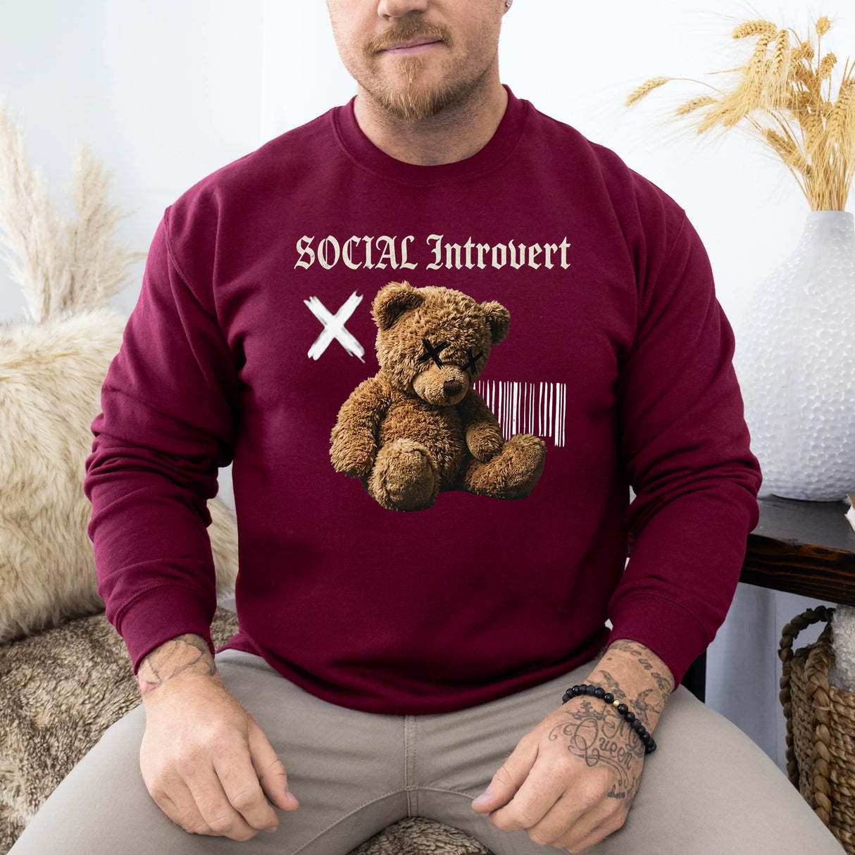 Hanorac barbatesc regular fit cu imprimeu INTROVERT