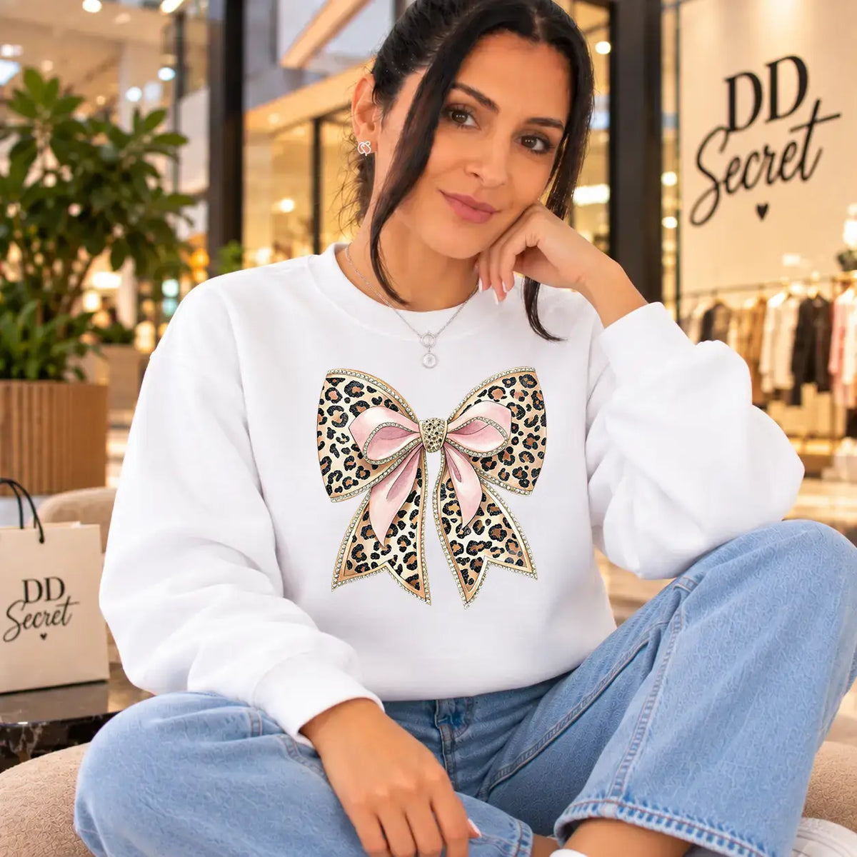 Bluza de dama oversize Fashion cu imprimeu LEOPARD BOW