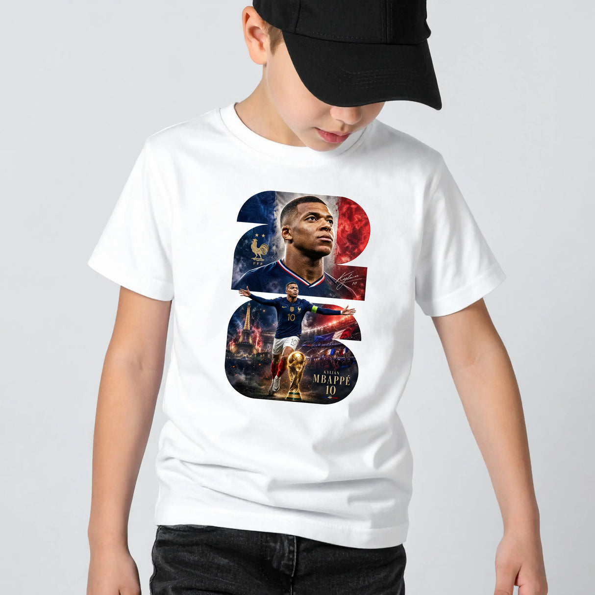 Tricou de baieti din bumbac 100% cu imprimeu MBAPPE