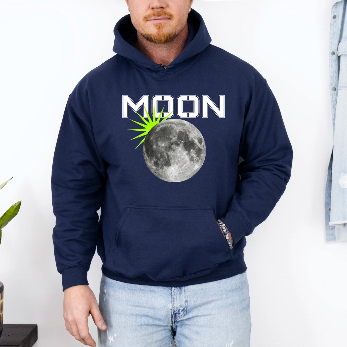 Hanorac cu gluga barbati regular fit cu imprimeu MOON