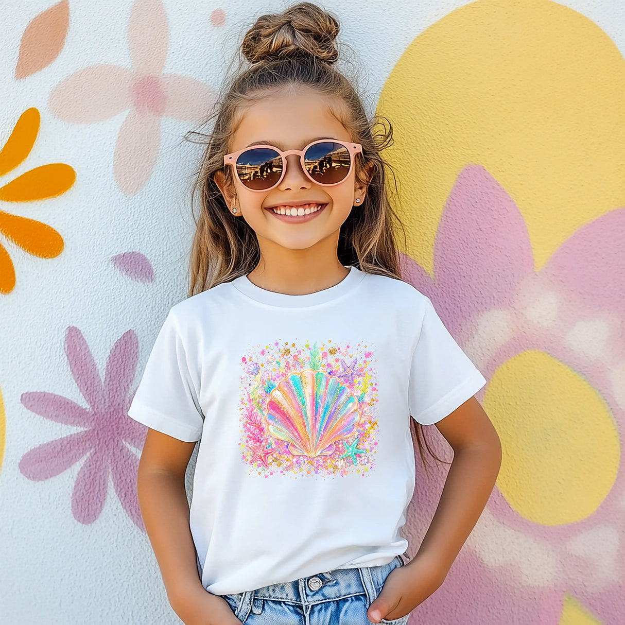 Tricou fete din bumbac 100% cu imprimeu MULTICOLOR