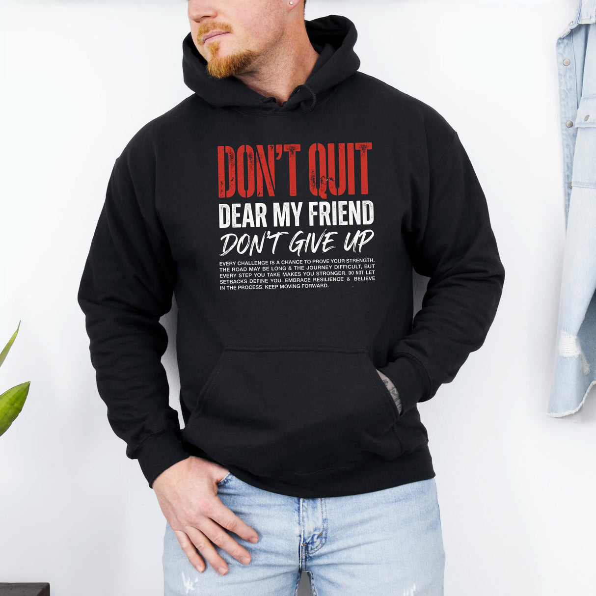 Hanorac cu gluga barbati regular fit cu imprimeu MY FRIEND