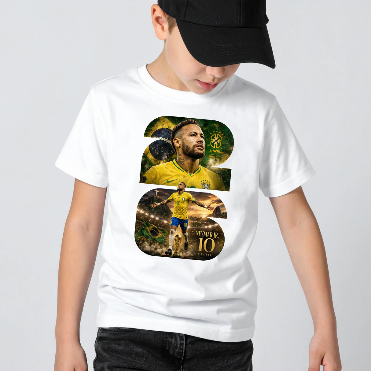 Tricou baieti din bumbac 100% cu imprimeu NEYMAR