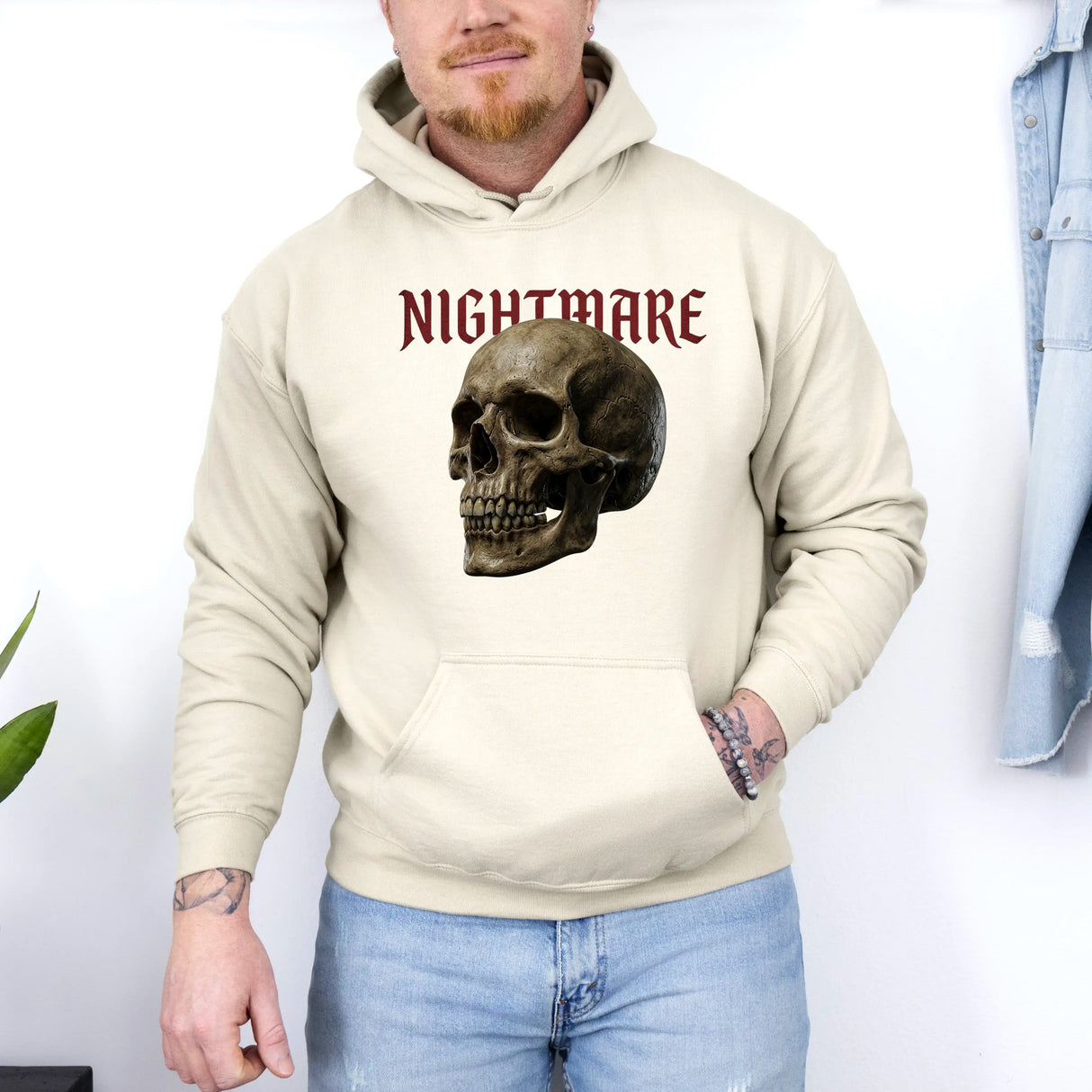 Hanorac cu gluga barbatesc regular fit cu imprimeu NIGHTMARE