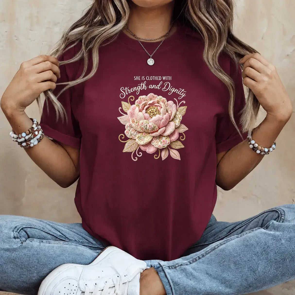 Tricou dama oversize din bumbac 100% cu imprimeu PINK STRENGTH