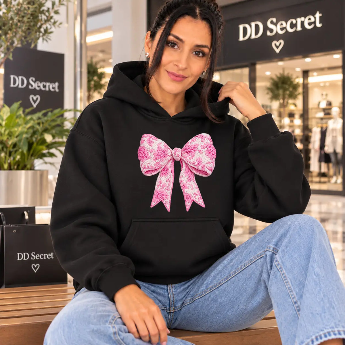 Hanorac cu gluga de dama oversize cu imprimeu PINK