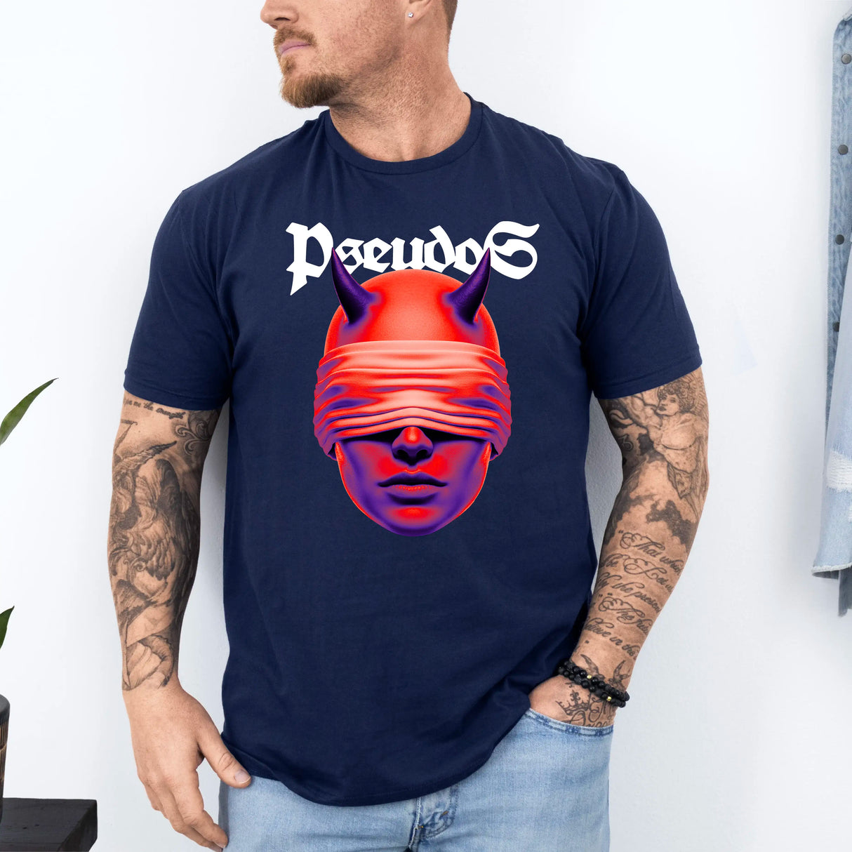 Tricou barbati din bumbac 100% cu imprimeu PSEUDOS