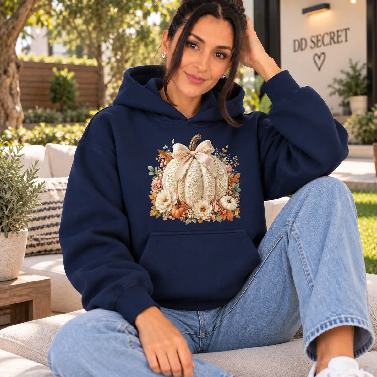 Hanorac cu gluga de dama oversize cu imprimeu PUMPKIN