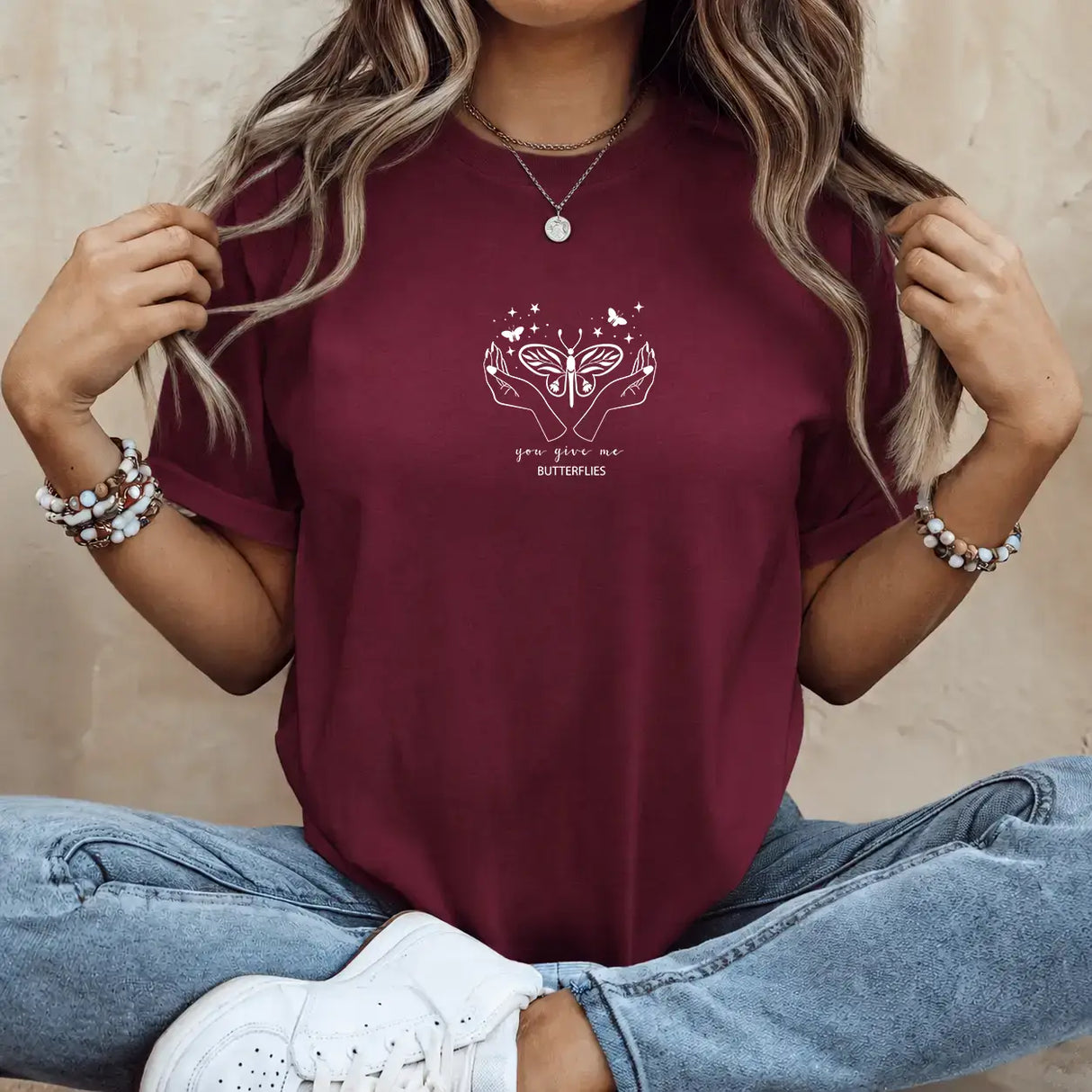 Tricou de dama oversize din bumbac 100% cu imprimeu PURE MAGIC