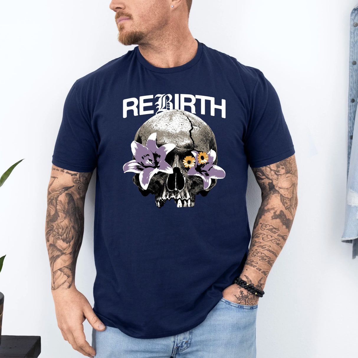 Tricou barbati din bumbac 100% cu imprimeu REBIRTH