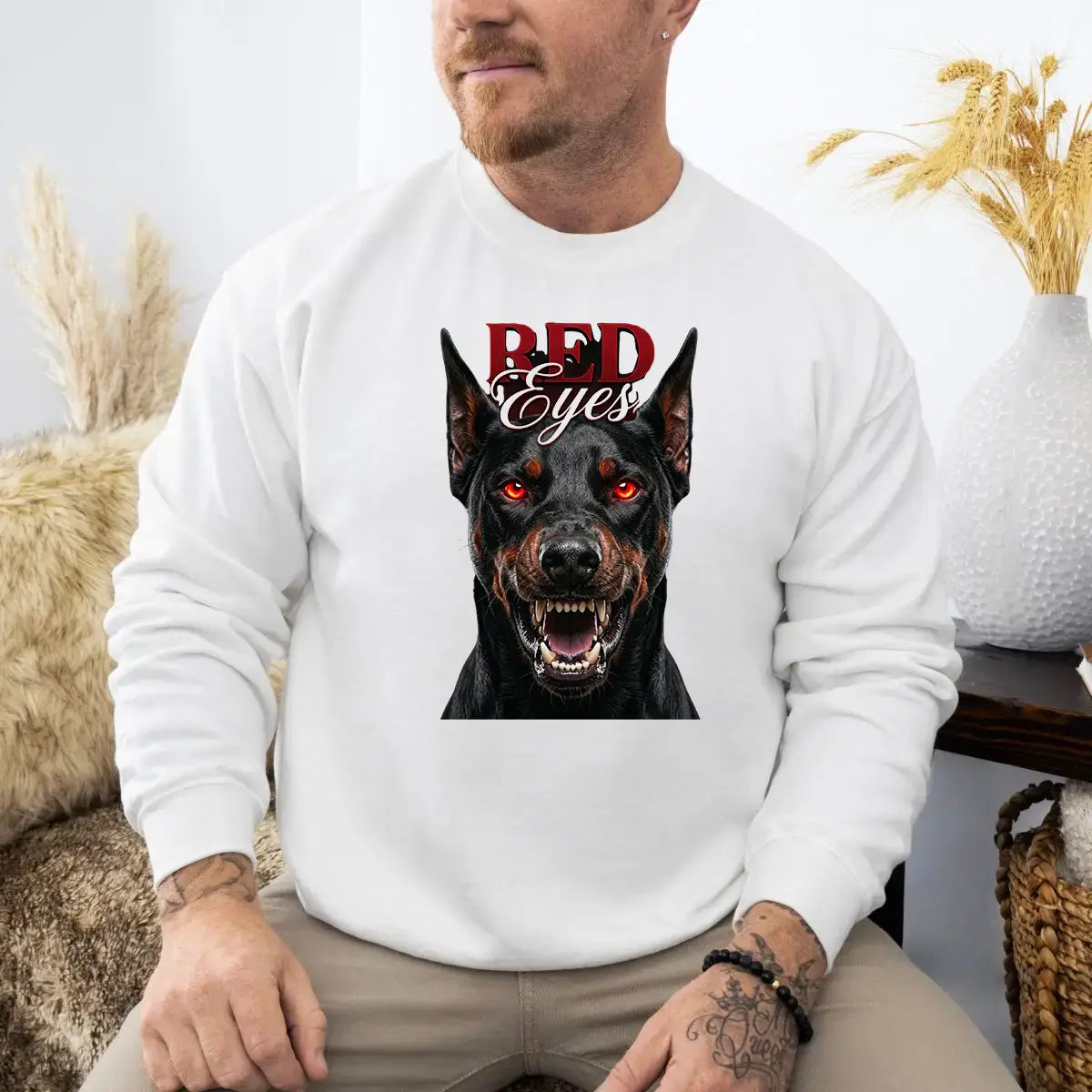 Hanorac barbati regular fit cu imprimeu RED EYES