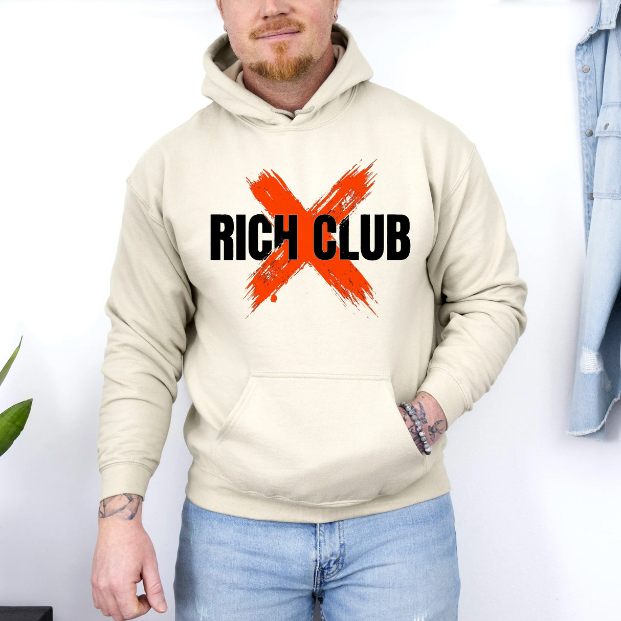Hanorac cu gluga barbatesc regular fit cu imprimeu RICH CLUB
