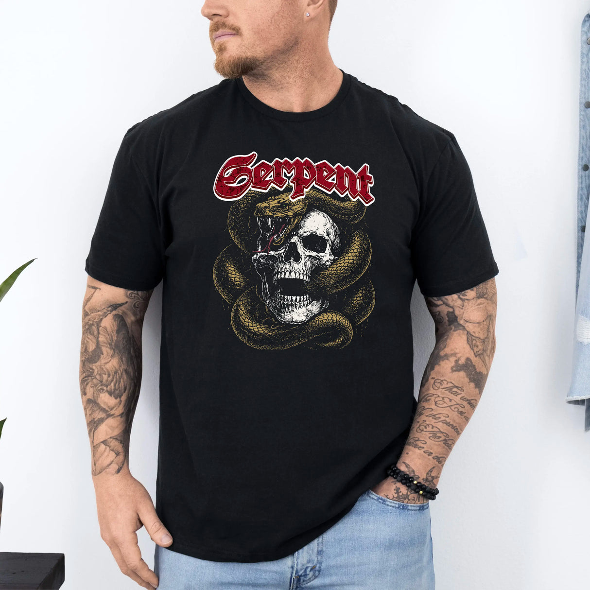 Tricou barbati din bumbac 100% cu imprimeu SERPENT