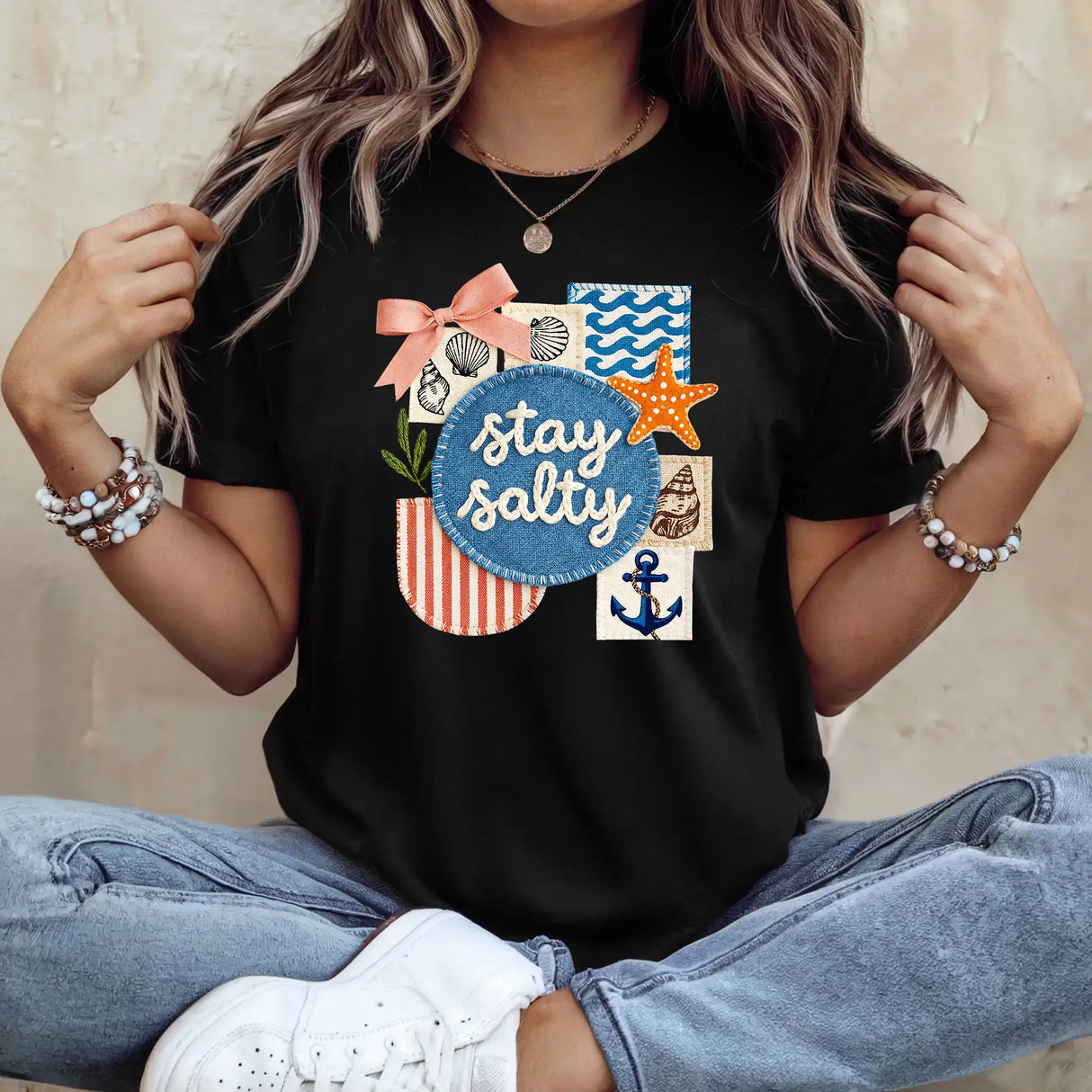 Tricou dama oversize din bumbac 100% de Vara STAY SALTY