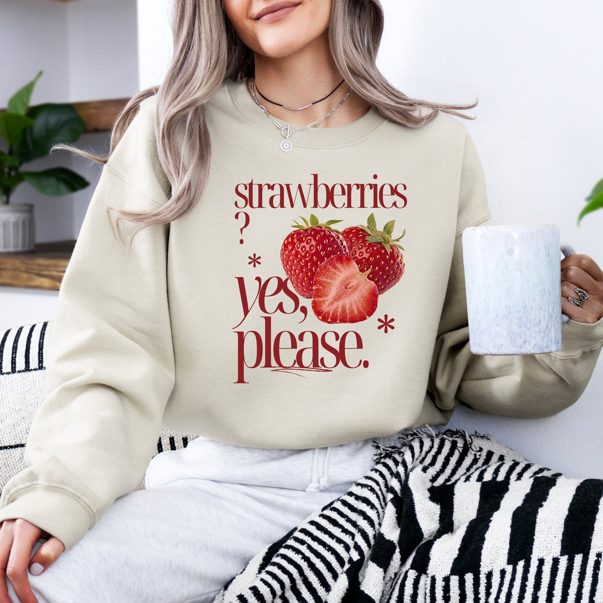 Hanorac de dama oversize cu fructe YES PLEASE