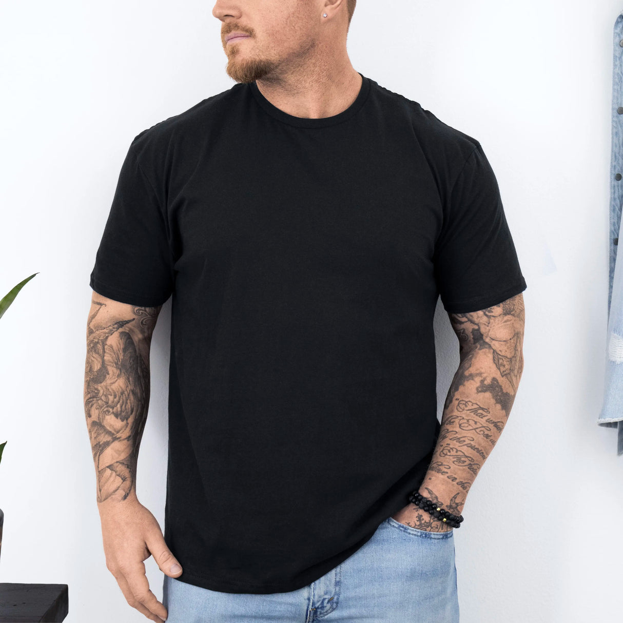 Set 3 tricouri barbati din bumbac 100% regular fit simple negre