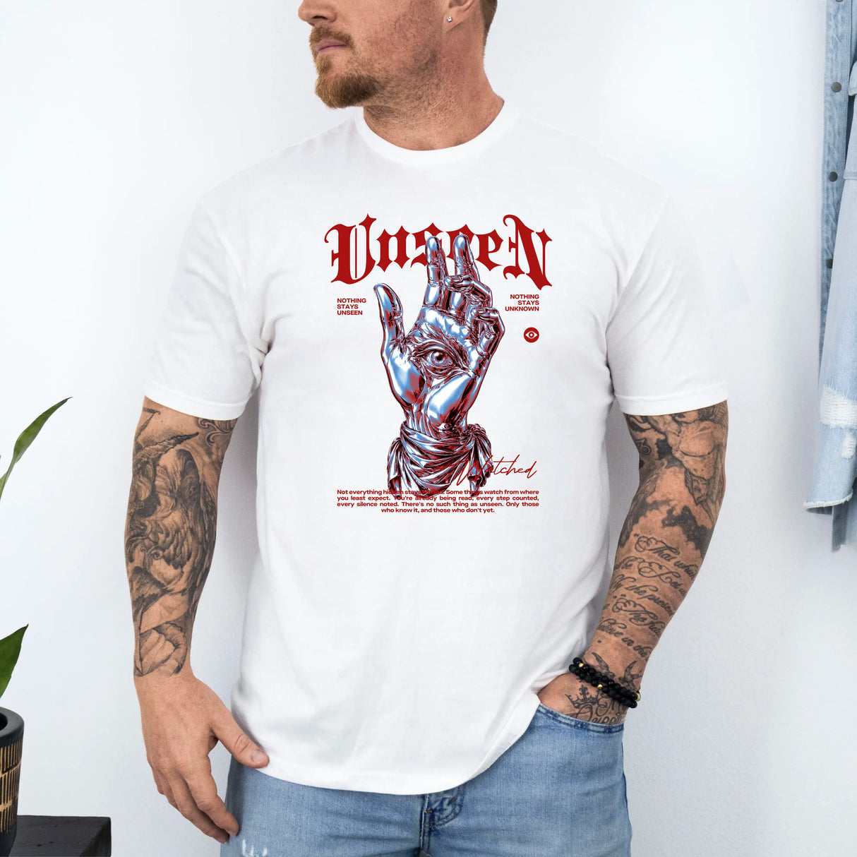 Tricou barbatesc din bumbac 100% cu imprimeu WATCHED