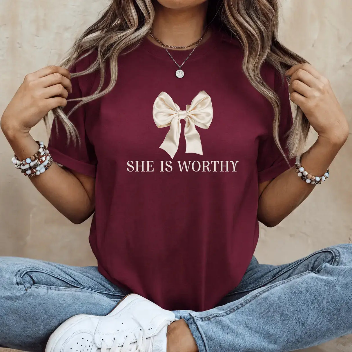 Tricou dama oversize din bumbac 100% cu imprimeu WORTHY