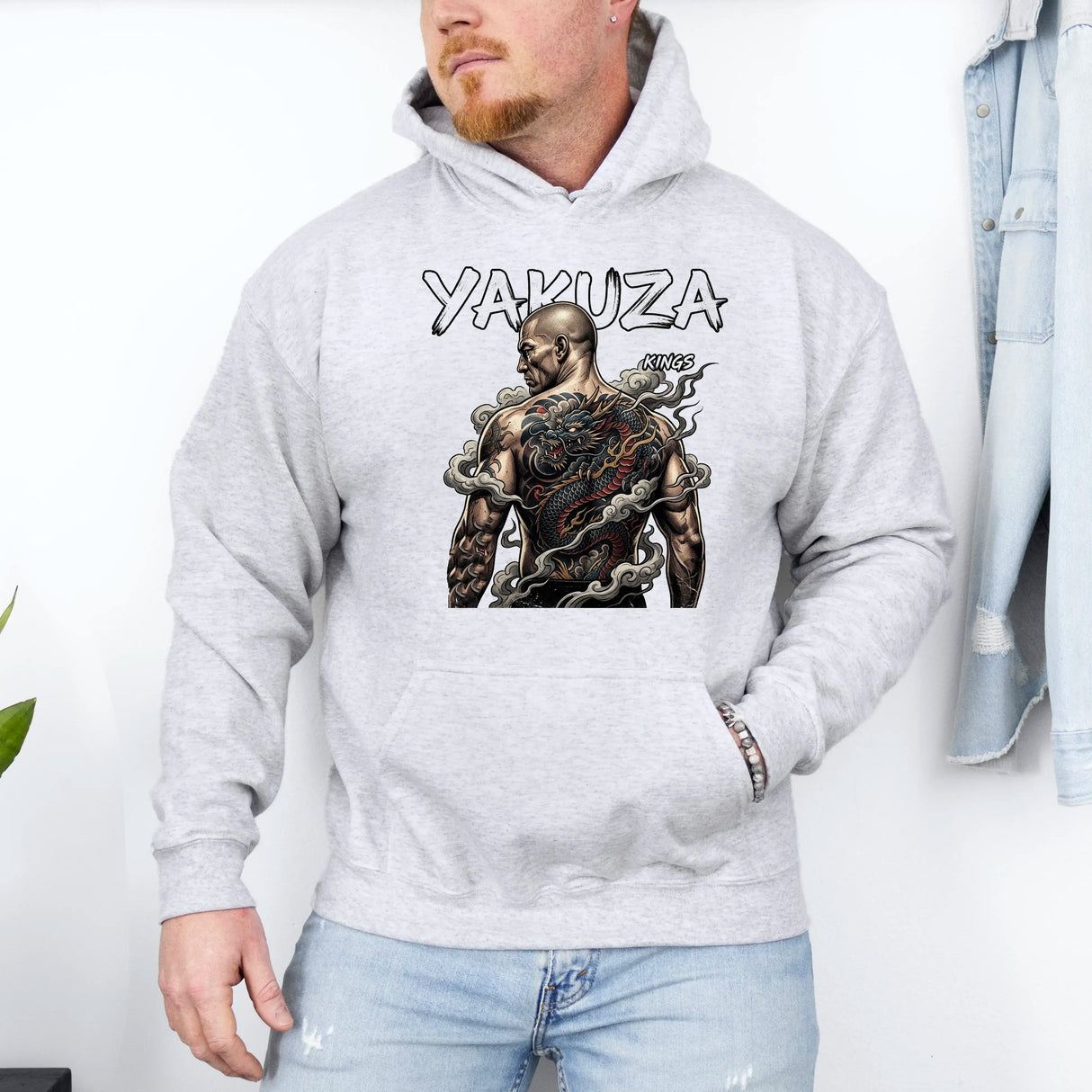 Hanorac cu gluga barbatesc regular fit cu imprimeu YAKUZA
