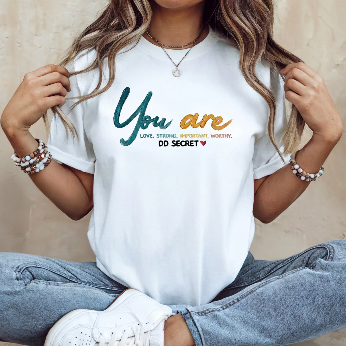 Tricou de dama oversize din bumbac 100% cu mesaj YOU ARE