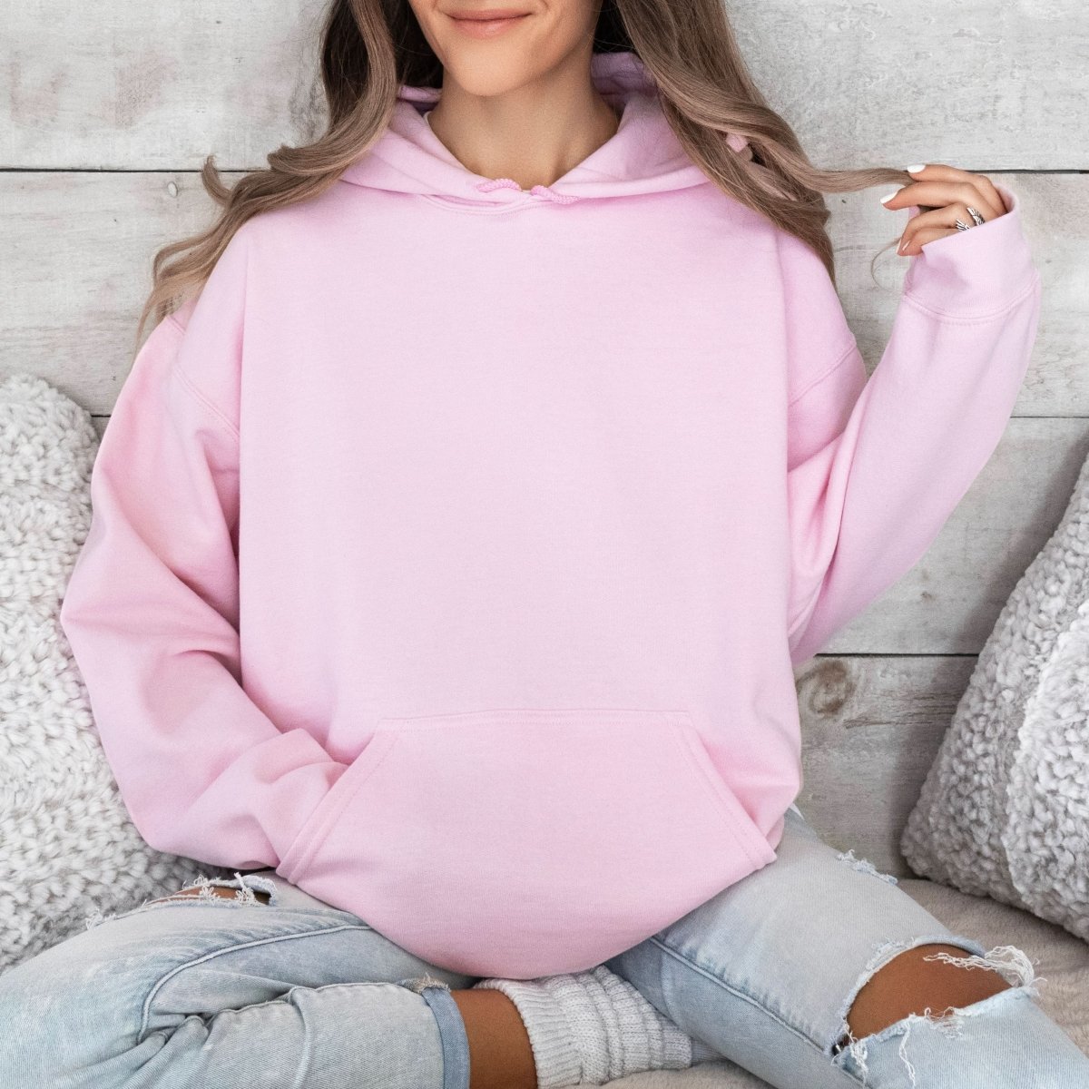 Hanorac dama oversize cu gluga simplu roz