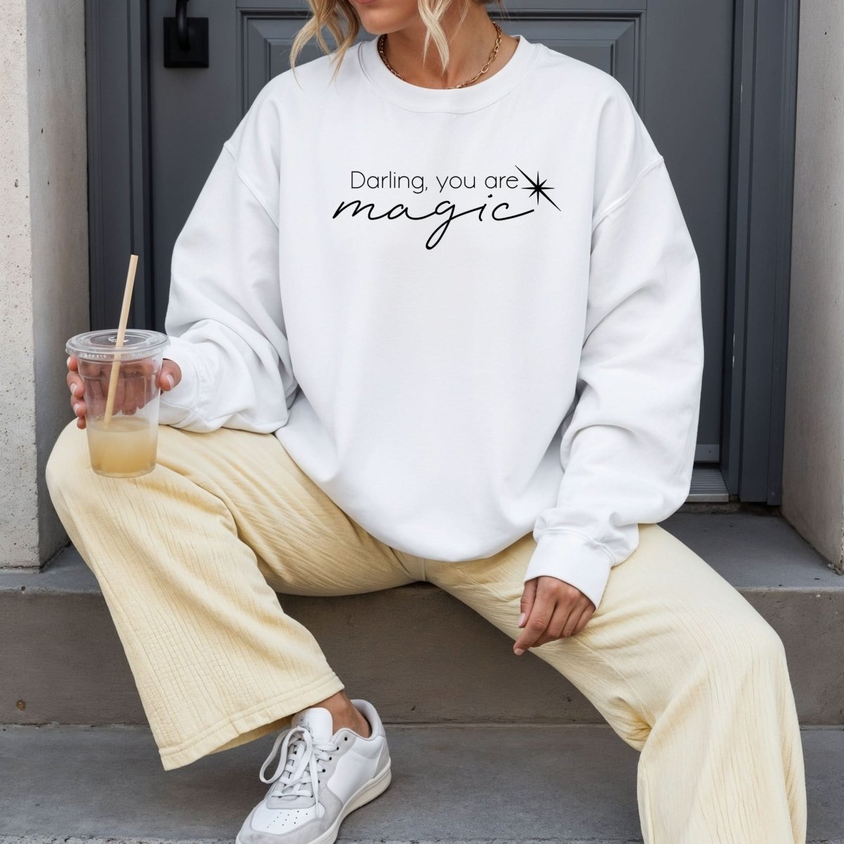 Hanorac dama oversize cu mesaj DARLING