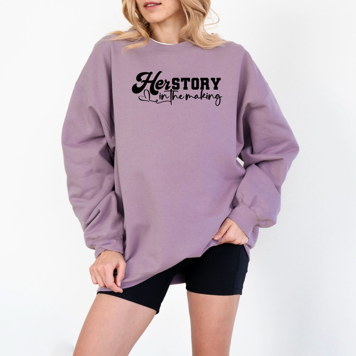 Hanorac dama oversize cu mesaj HER STORY