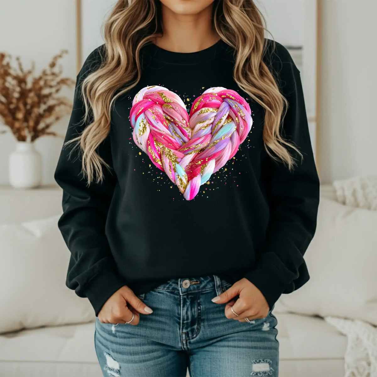 Hanorac de dama oversize cu imprimeu INIMA