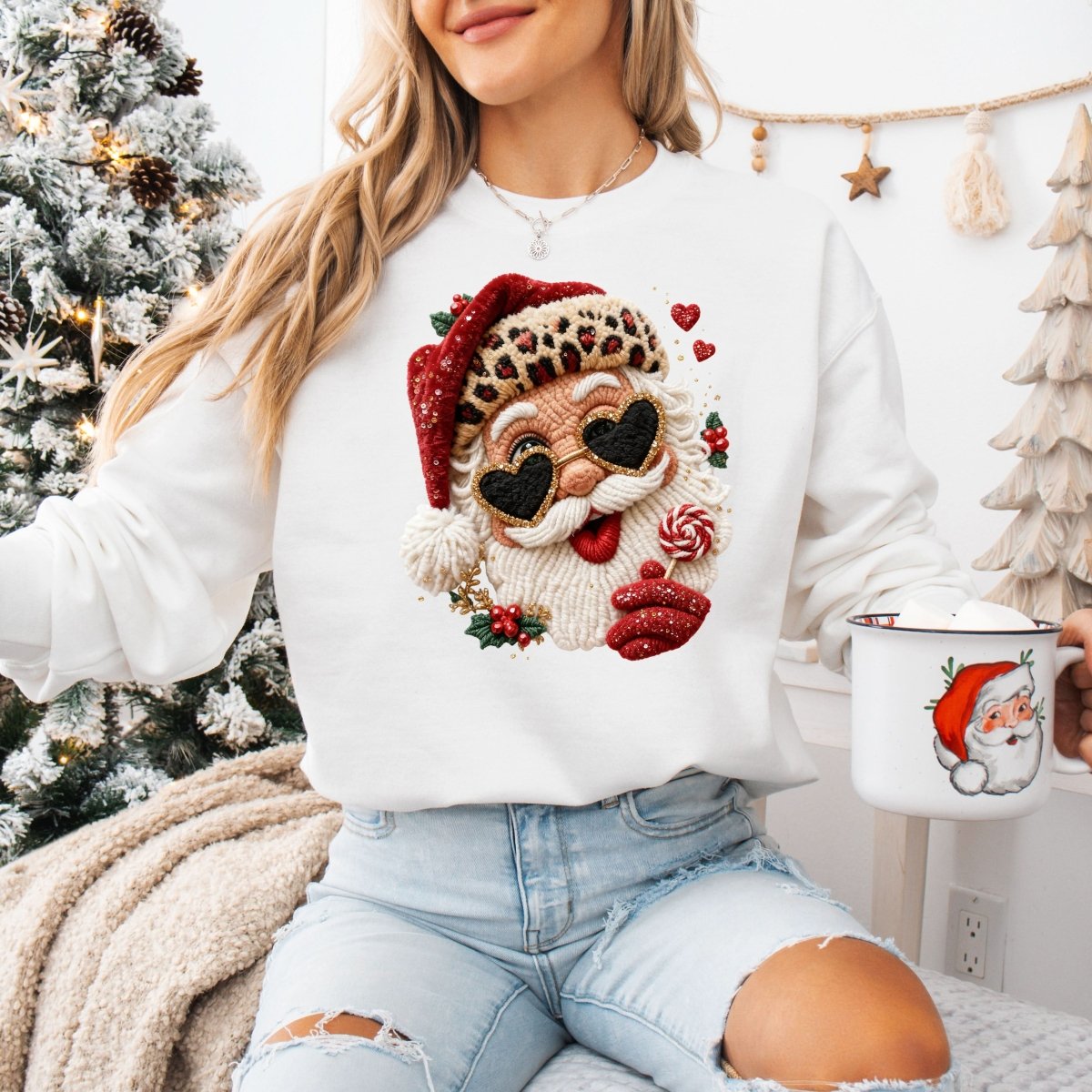 Hanorac de dama oversize de Craciun CANDY SANTA