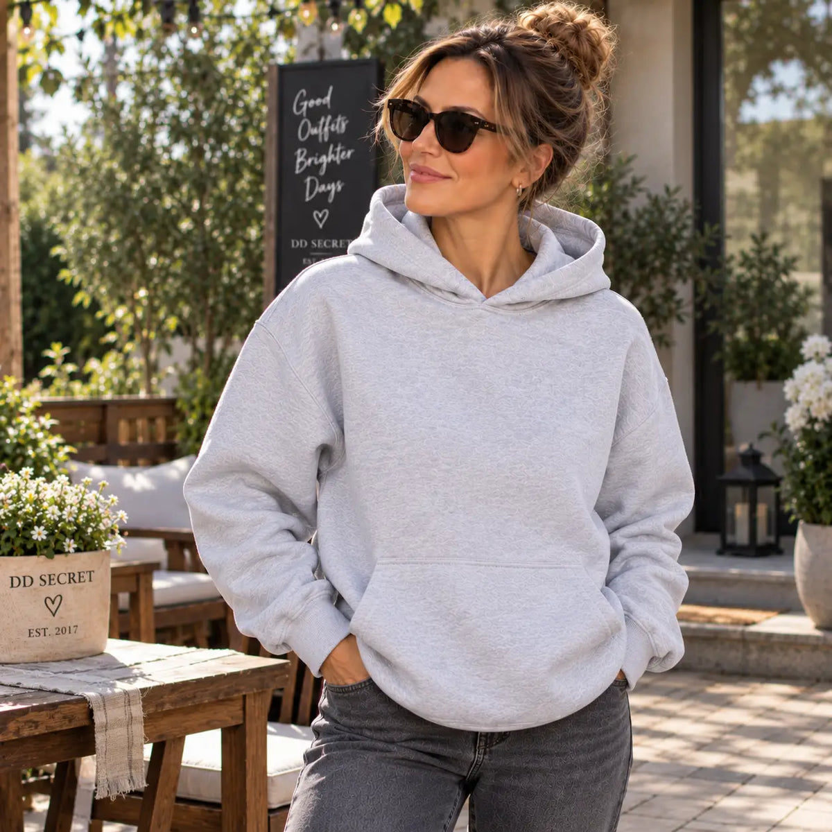 Hanorac cu gluga dama oversize simplu gri