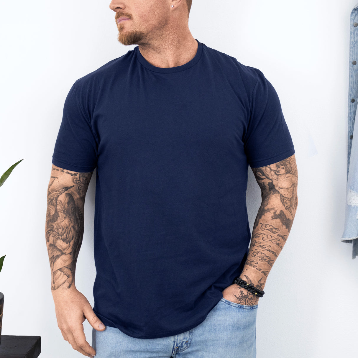 Set 3 tricouri barbati din bumbac 100% regular fit simple bleumarin