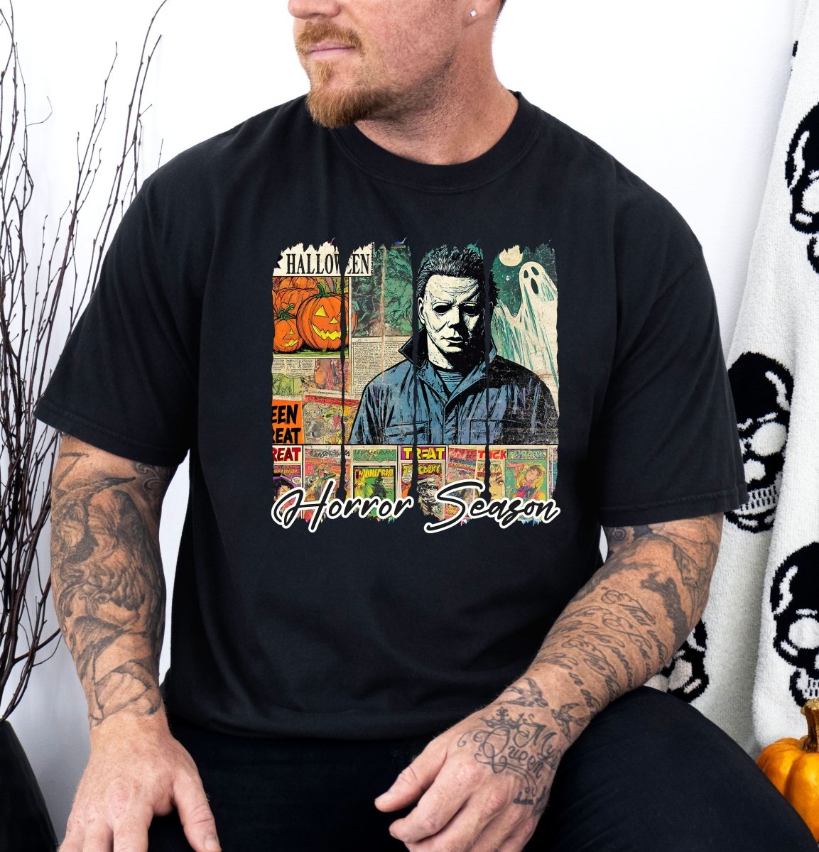 Tricou barbatesc din bumbac 100% regular fit de Halloween HORROR SEASON