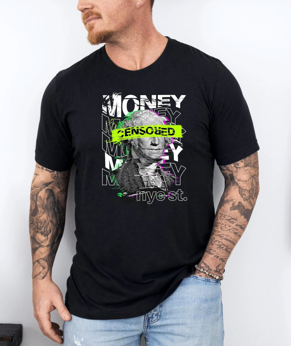 Tricou barbatesc din bumbac 100% regular fit Urban cu imprimeu money CENSORED